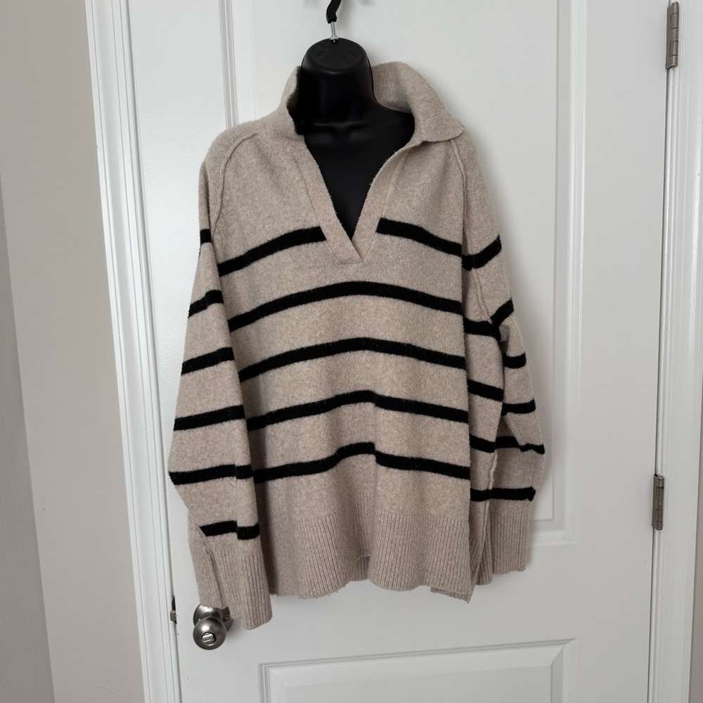 Aerie Oversized V-Neck Polo Sweater